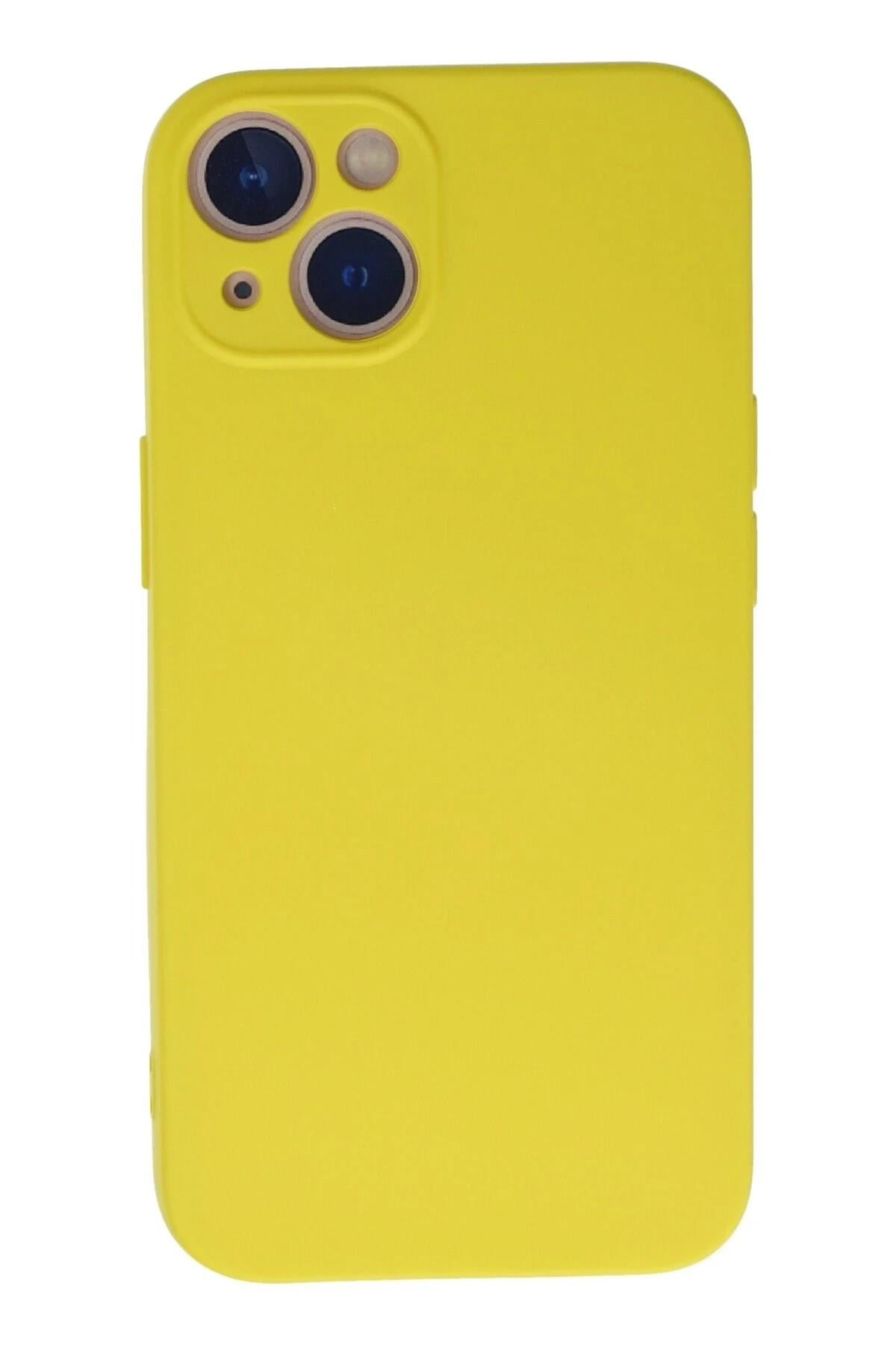 Mey İthalat®  iPhone 13 Mini Kılıf Nano içi Kadife Silikon - Sarı