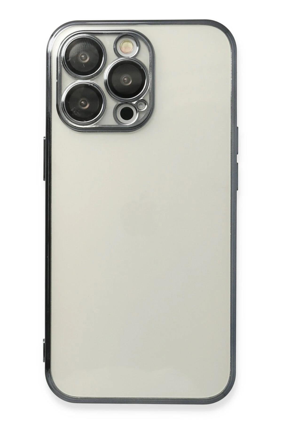 Mey İthalat®  iPhone 13 Pro Kılıf  Lensli Silikon - Siyah