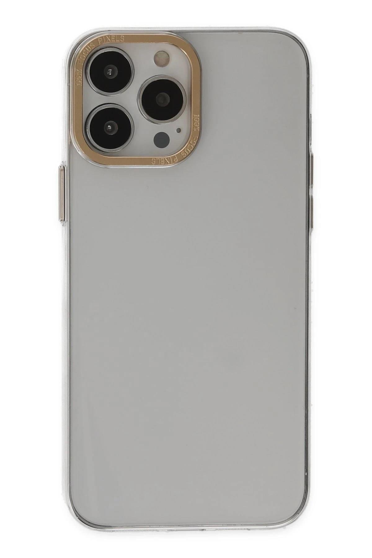 Mey İthalat®  iPhone 13 Pro Kılıf Anka PC Sert Metal Kapak - Şeffaf