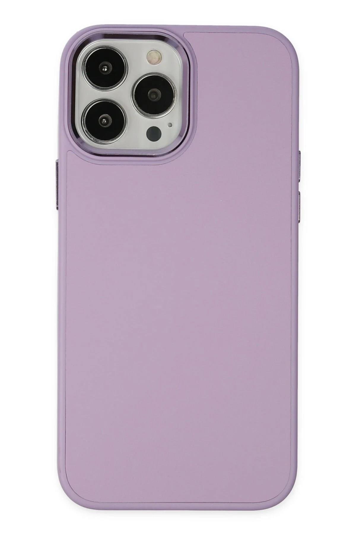 Mey İthalat®  iPhone 13 Pro Kılıf Asya Deri Silikon - Lila