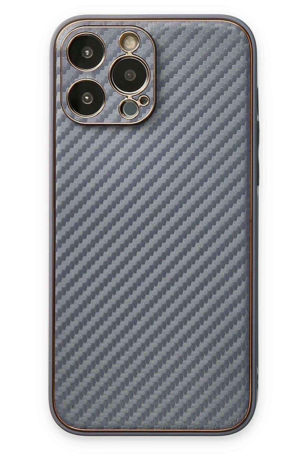 Mey İthalat®  iPhone 13 Pro Kılıf Coco Karbon Silikon - Gri
