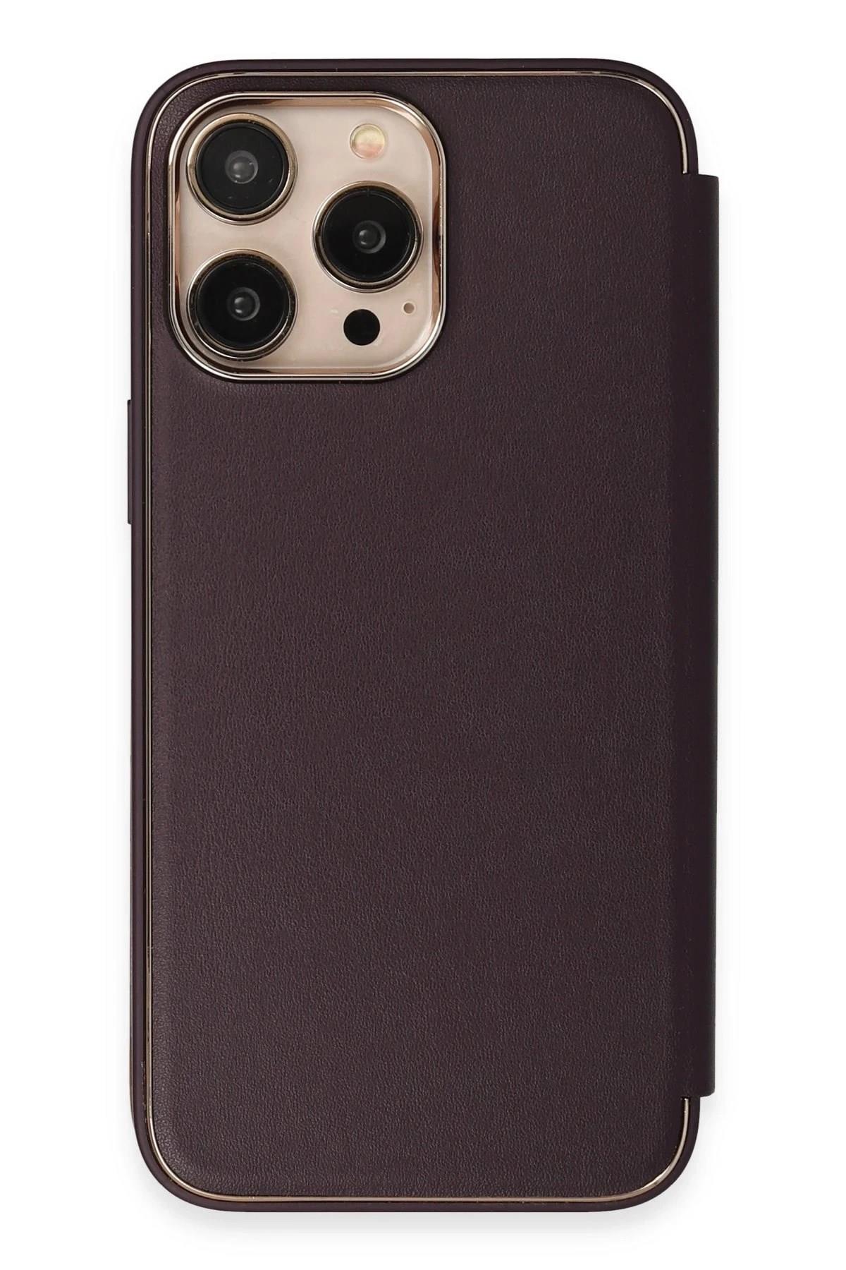 Mey İthalat®  iPhone 13 Pro Kılıf Dolpin Kapaklı - Derin Mor