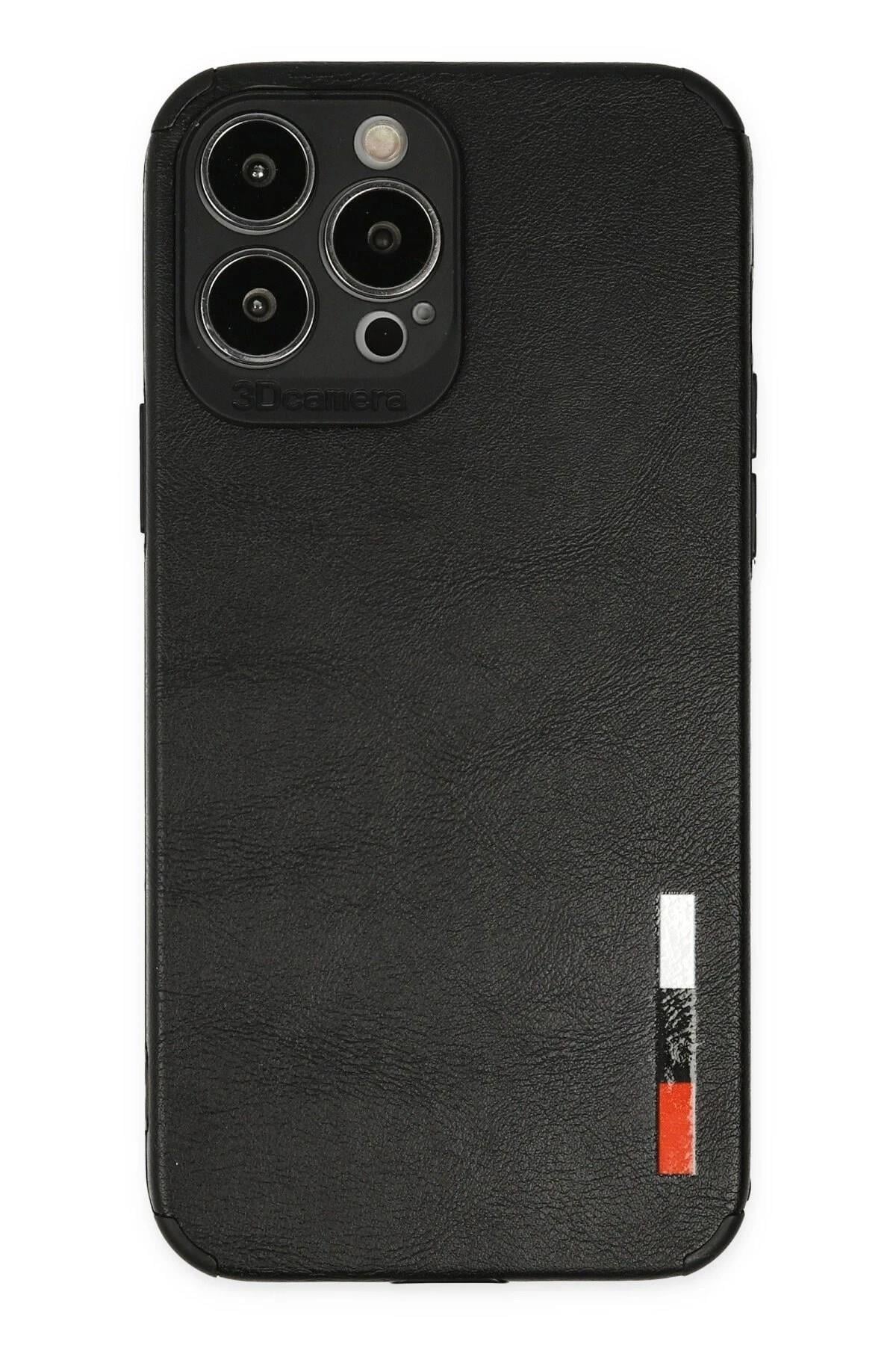 Mey İthalat®  iPhone 13 Pro Kılıf Loop Deri Silikon - Siyah
