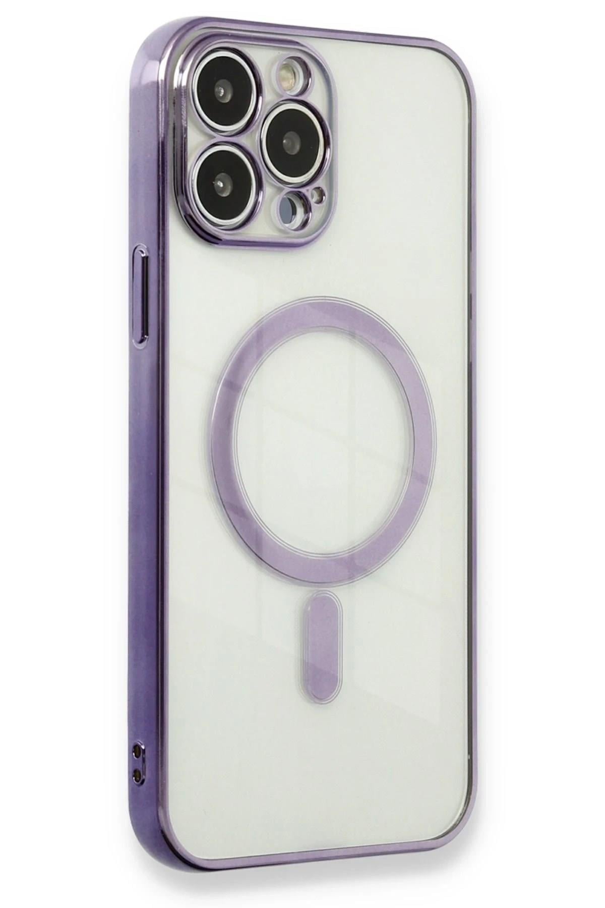 Mey İthalat®  iPhone 13 Pro Kılıf Magneticsafe Lazer Silikon - Mor