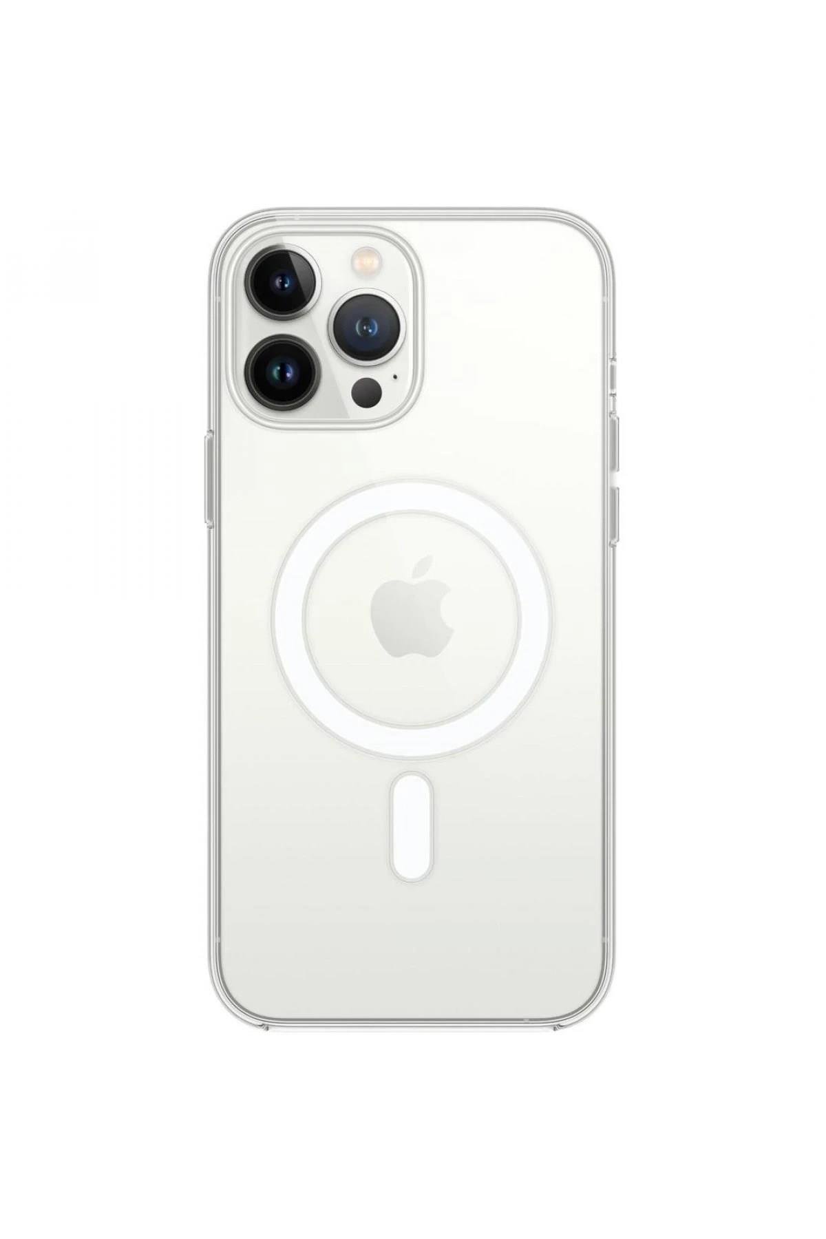 Mey İthalat®  iPhone 13 Pro Kılıf Magneticsafe Şeffaf Silikon - Şeffaf