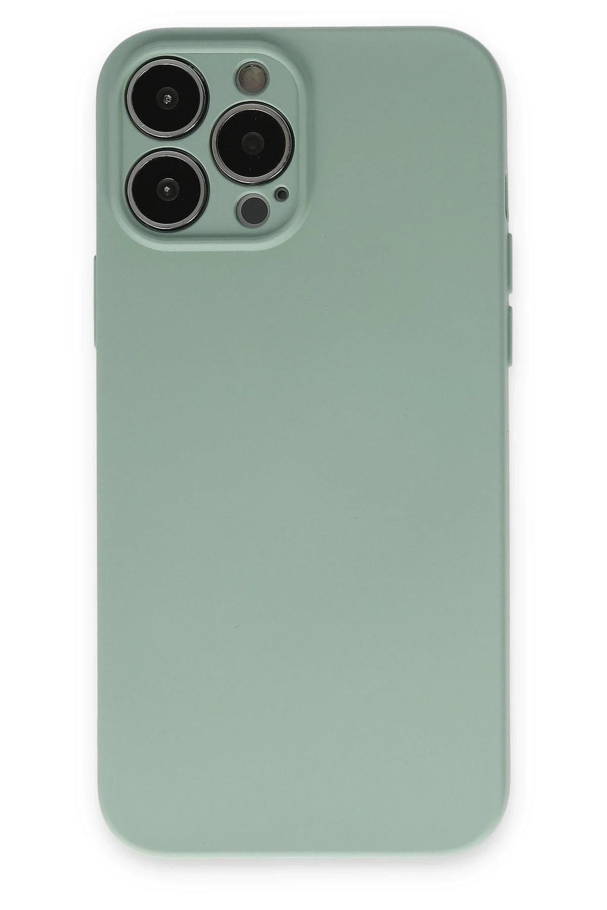 Mey İthalat®  iPhone 13 Pro Kılıf Nano içi Kadife Silikon - Su Yeşili