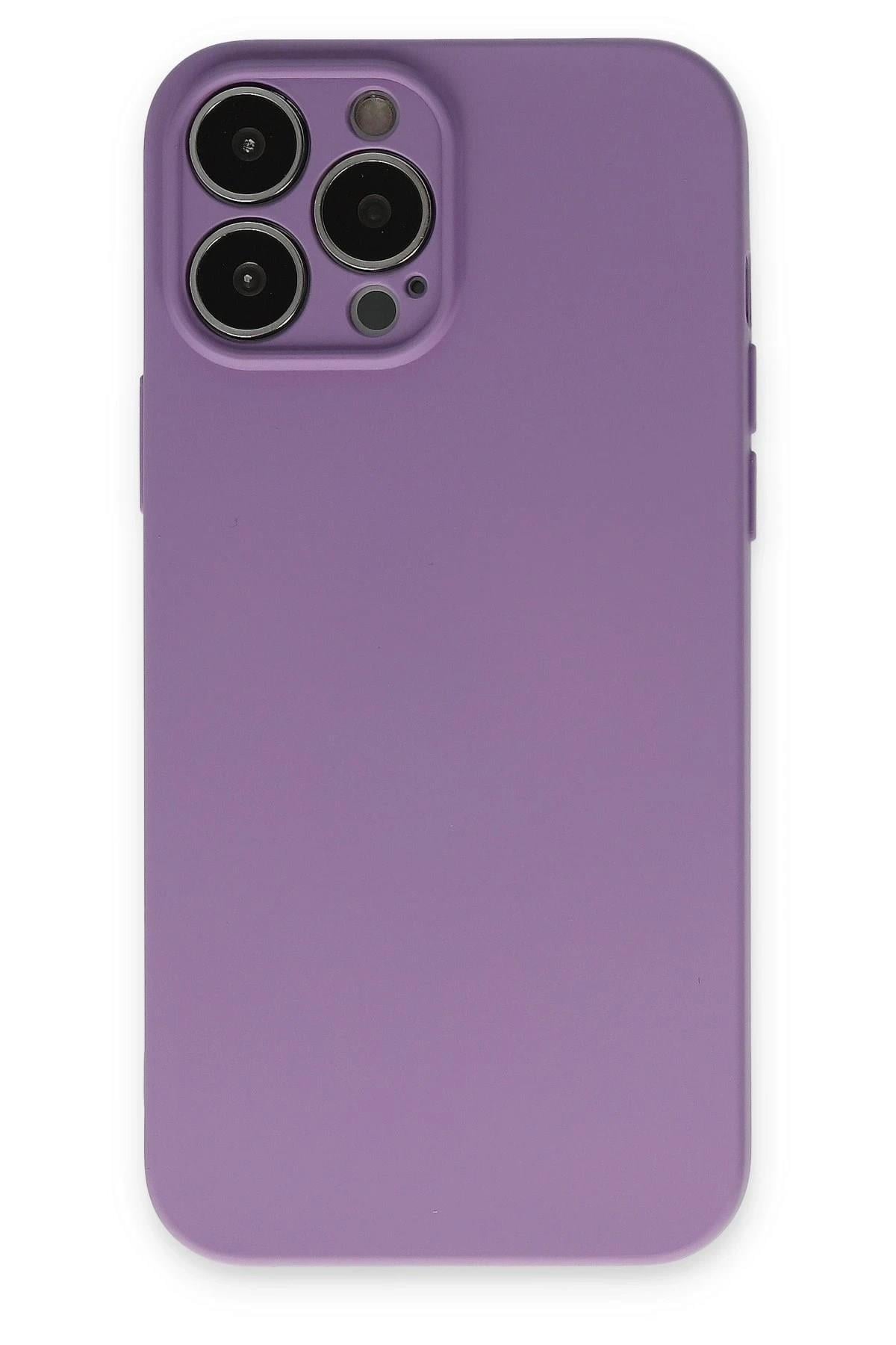 Mey İthalat®  iPhone 13 Pro Kılıf Nano içi Kadife Silikon - Koyu Lila