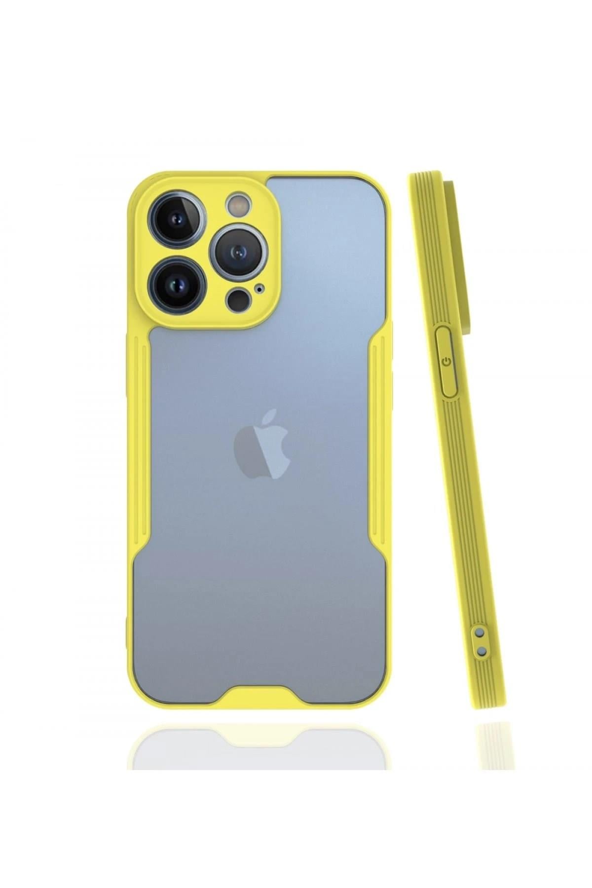 Mey İthalat®  iPhone 13 Pro Kılıf Platin Silikon - Sarı