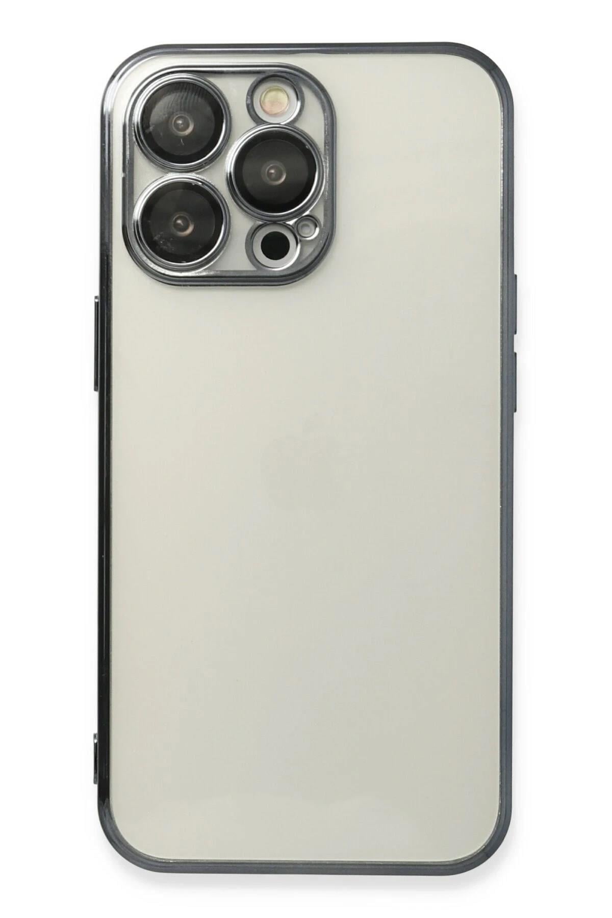 Mey İthalat®  iPhone 13 Pro Max Kılıf  Lensli Silikon - Siyah