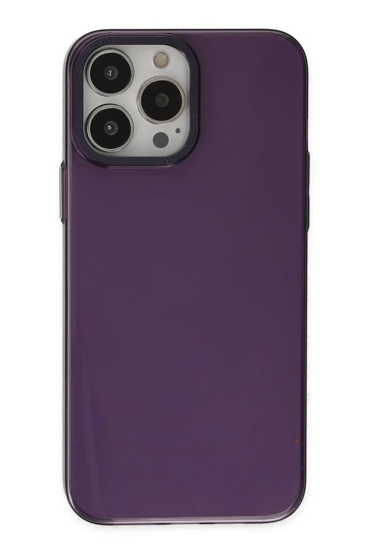 Mey İthalat®  iPhone 13 Pro Max Kılıf Anka PC Sert Metal Kapak - Mor