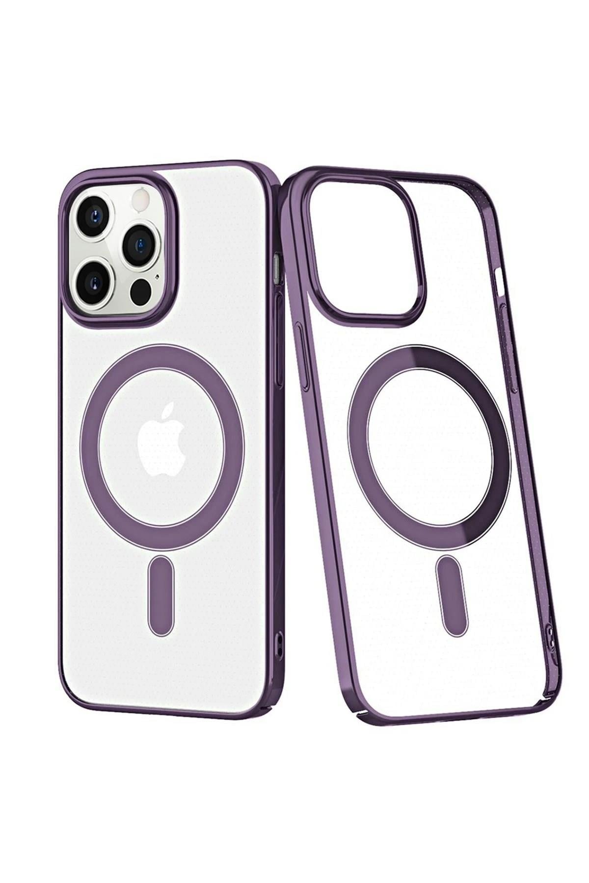 Mey İthalat®  iPhone 13 Pro Max Kılıf Element Magneticsafe Sert Kapak - Derin Mor
