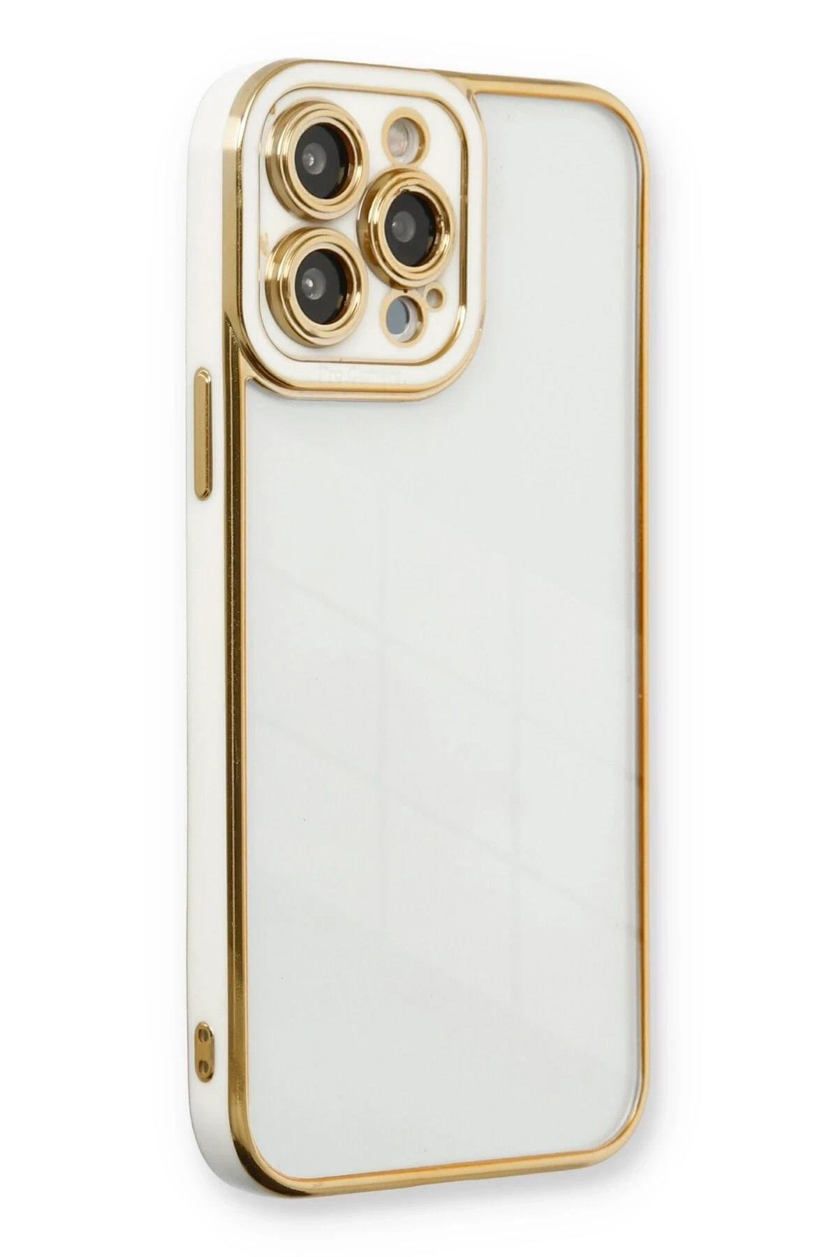 Mey İthalat®  iPhone 13 Pro Max Kılıf Liva Lens Silikon - Beyaz