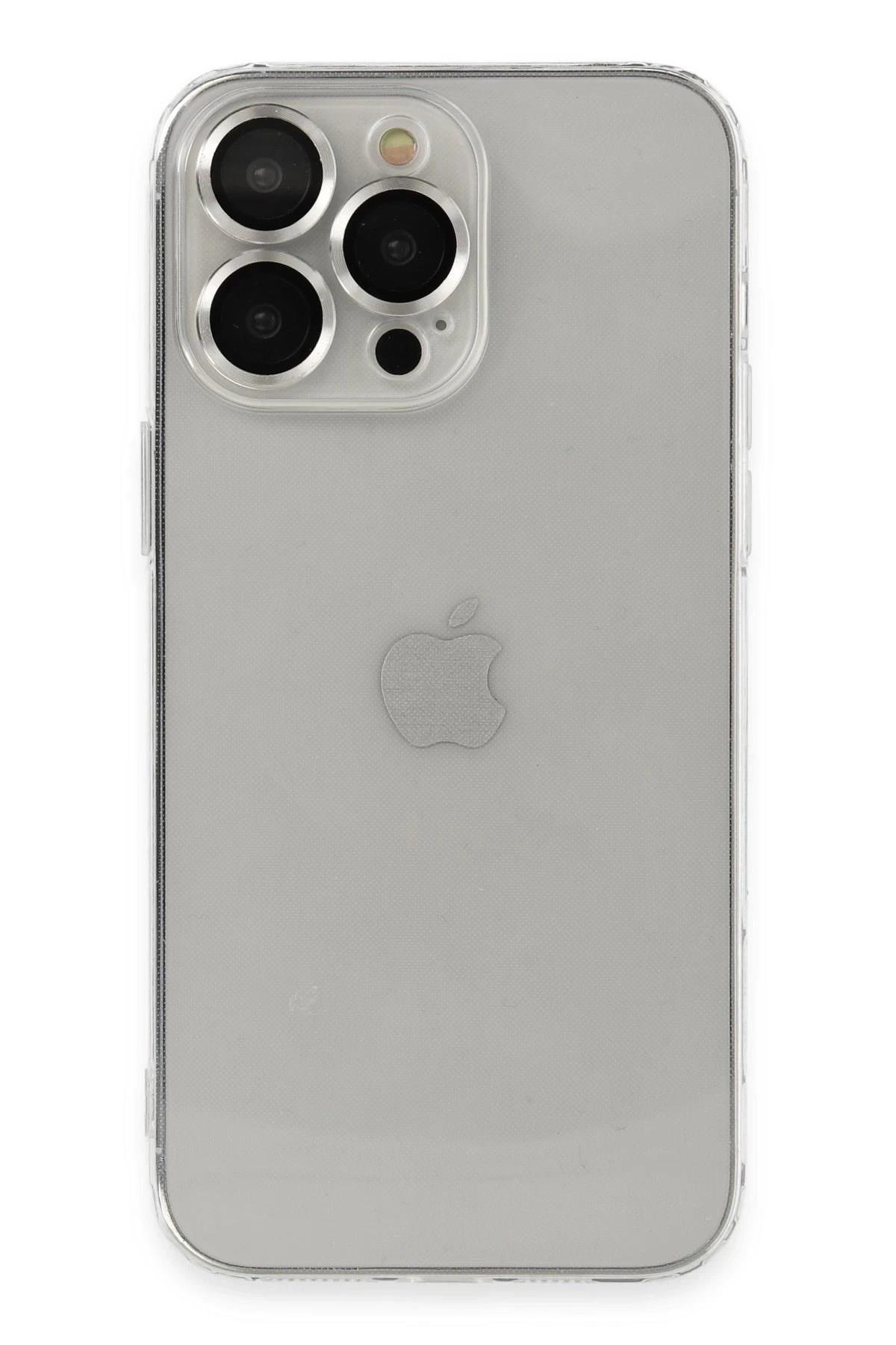 Mey İthalat®  iPhone 13 Pro Max Kılıf Luko Lens Silikon - Gümüş
