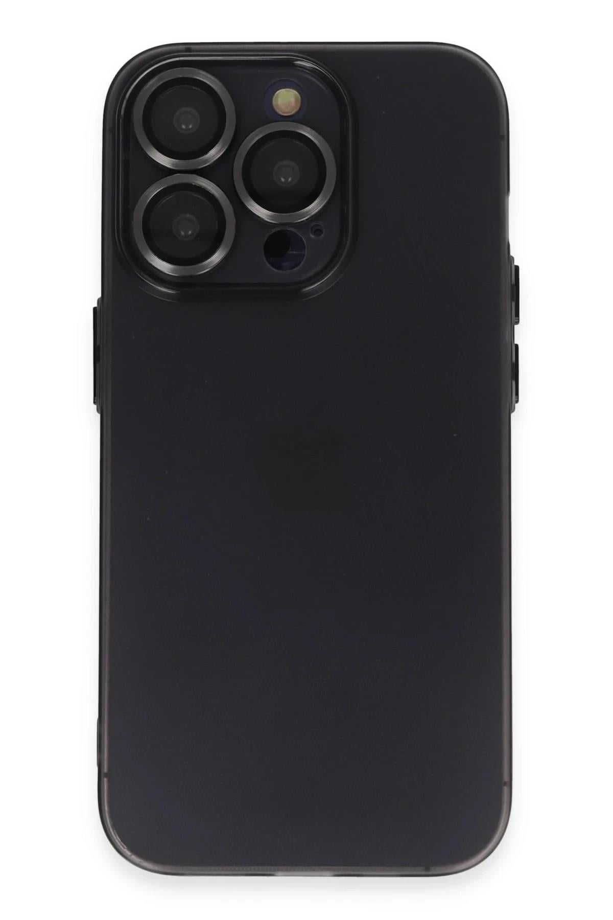 Mey İthalat®  iPhone 13 Pro Max Kılıf Luko Lens Silikon - Siyah