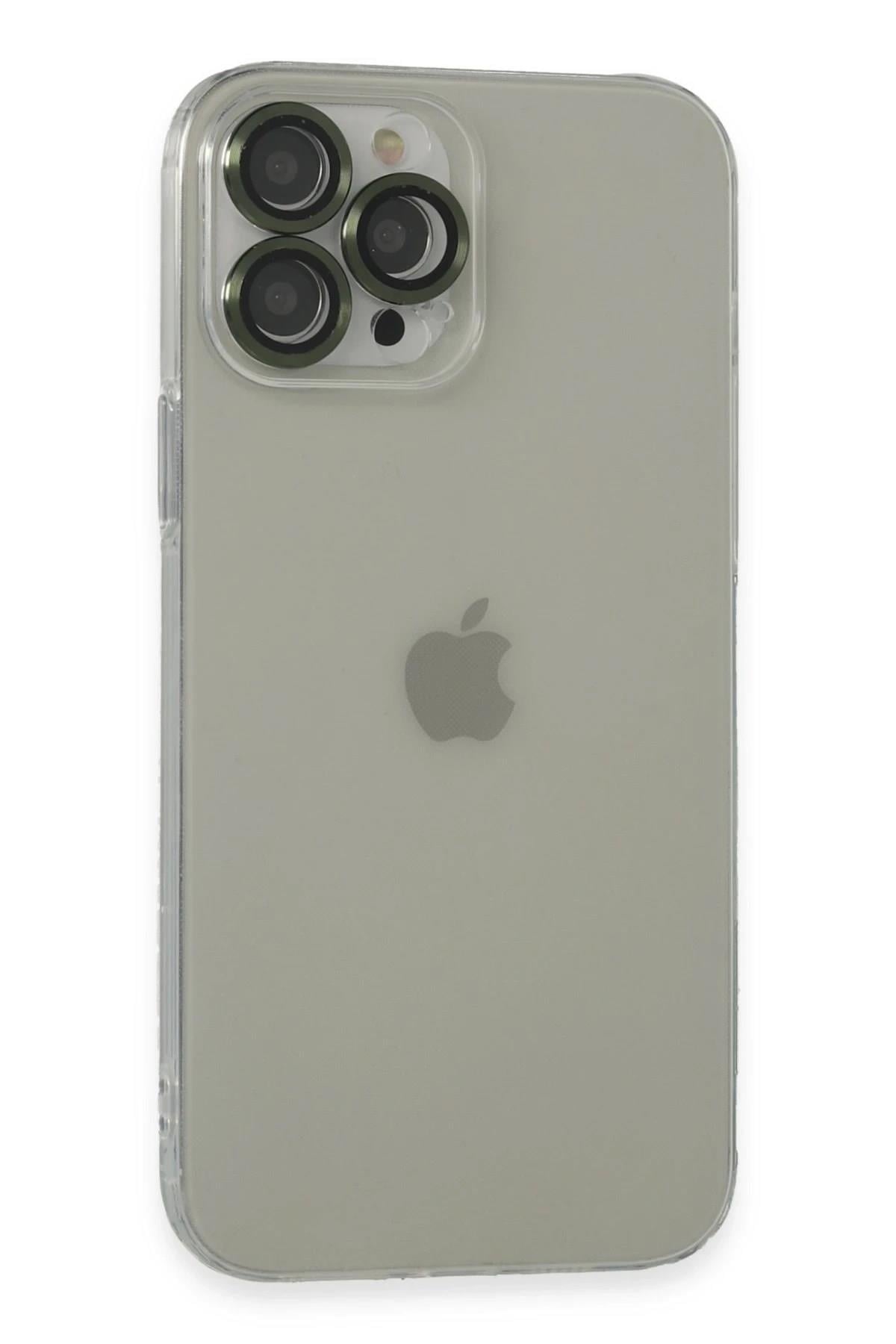 Mey İthalat®  iPhone 13 Pro Max Kılıf Luko Lens Silikon - Yeşil