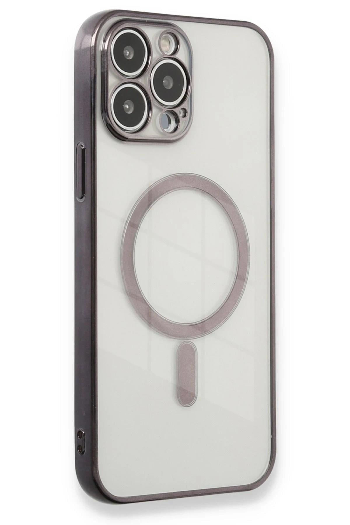 Mey İthalat®  iPhone 13 Pro Max Kılıf Magneticsafe Lazer Silikon - Siyah