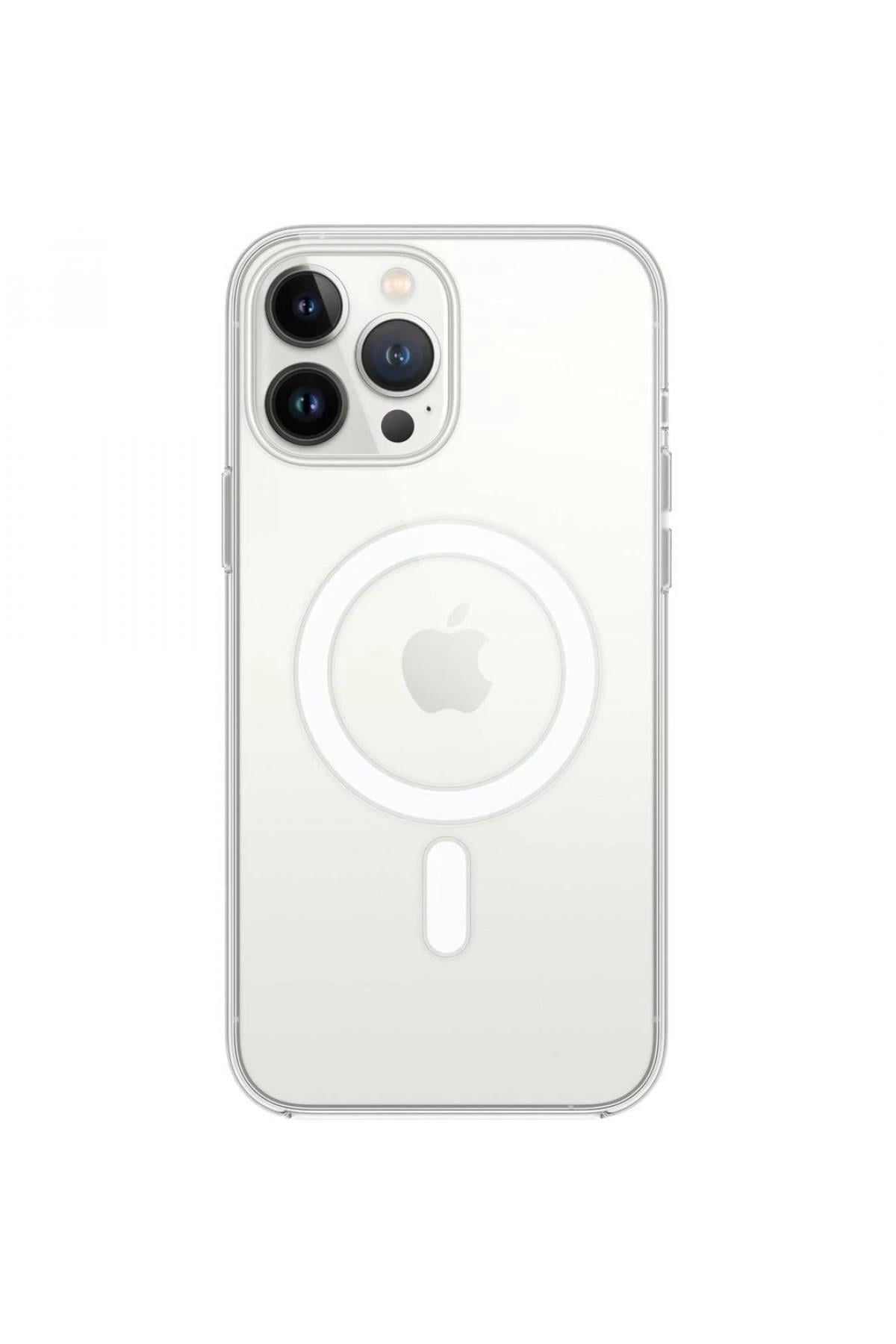 Mey İthalat®  iPhone 13 Pro Max Kılıf Magneticsafe Şeffaf Silikon - Şeffaf