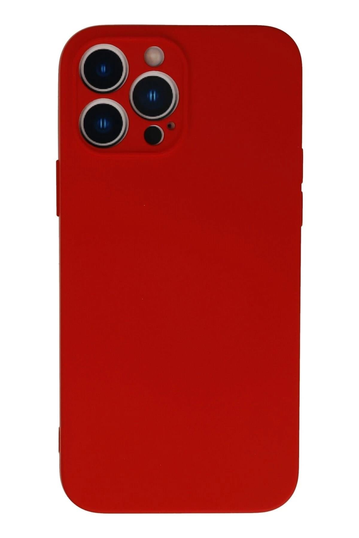 Mey İthalat®  iPhone 13 Pro Max Kılıf Nano içi Kadife Silikon - Kırmızı