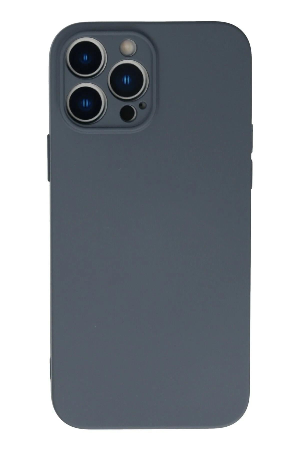 Mey İthalat®  iPhone 13 Pro Max Kılıf Nano içi Kadife Silikon - Gri