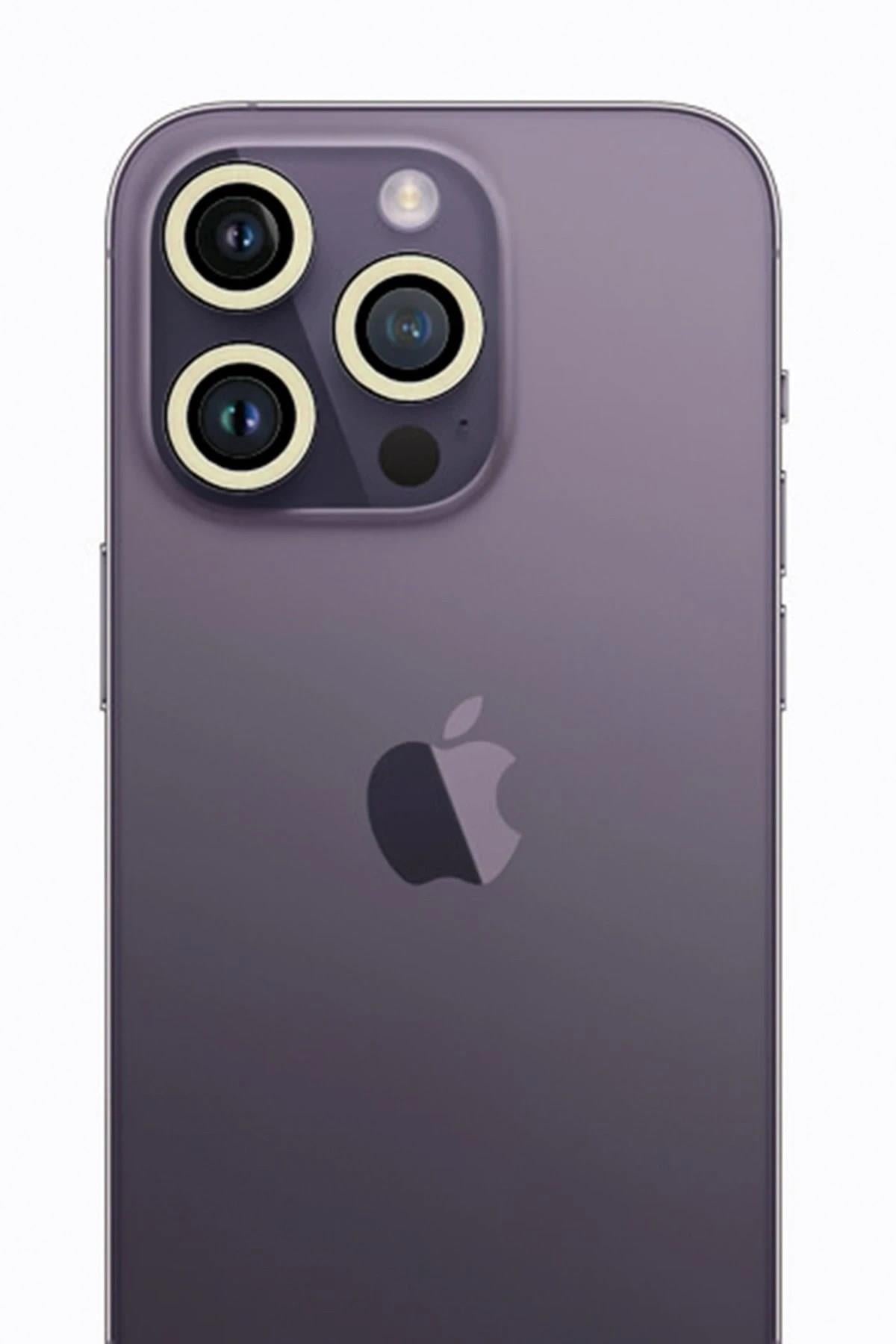 Mey İthalat®  iPhone 13 Pro Max Neon Fosforlu Kamera Lens - Beyaz
