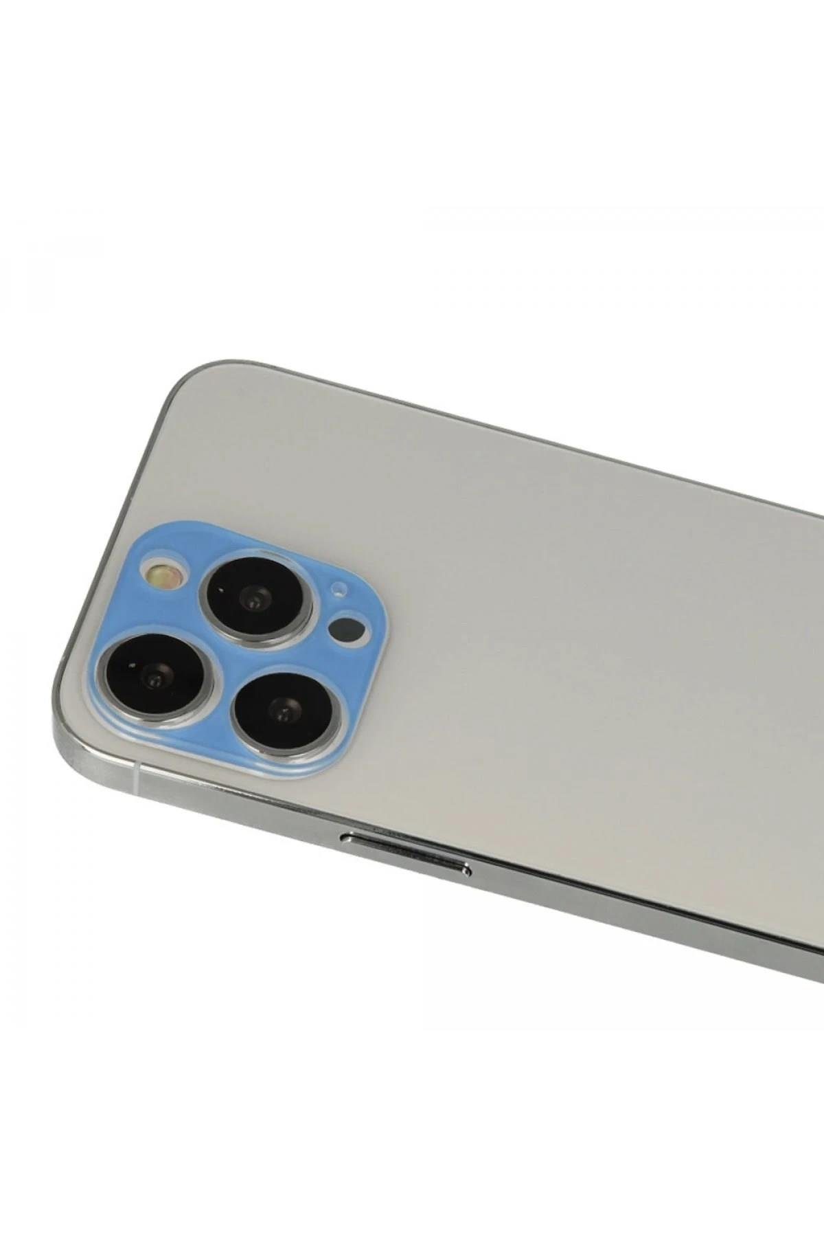 Mey İthalat®  iPhone 13 Pro Max Rainbow Kamera Lens Koruma Cam - Mavi