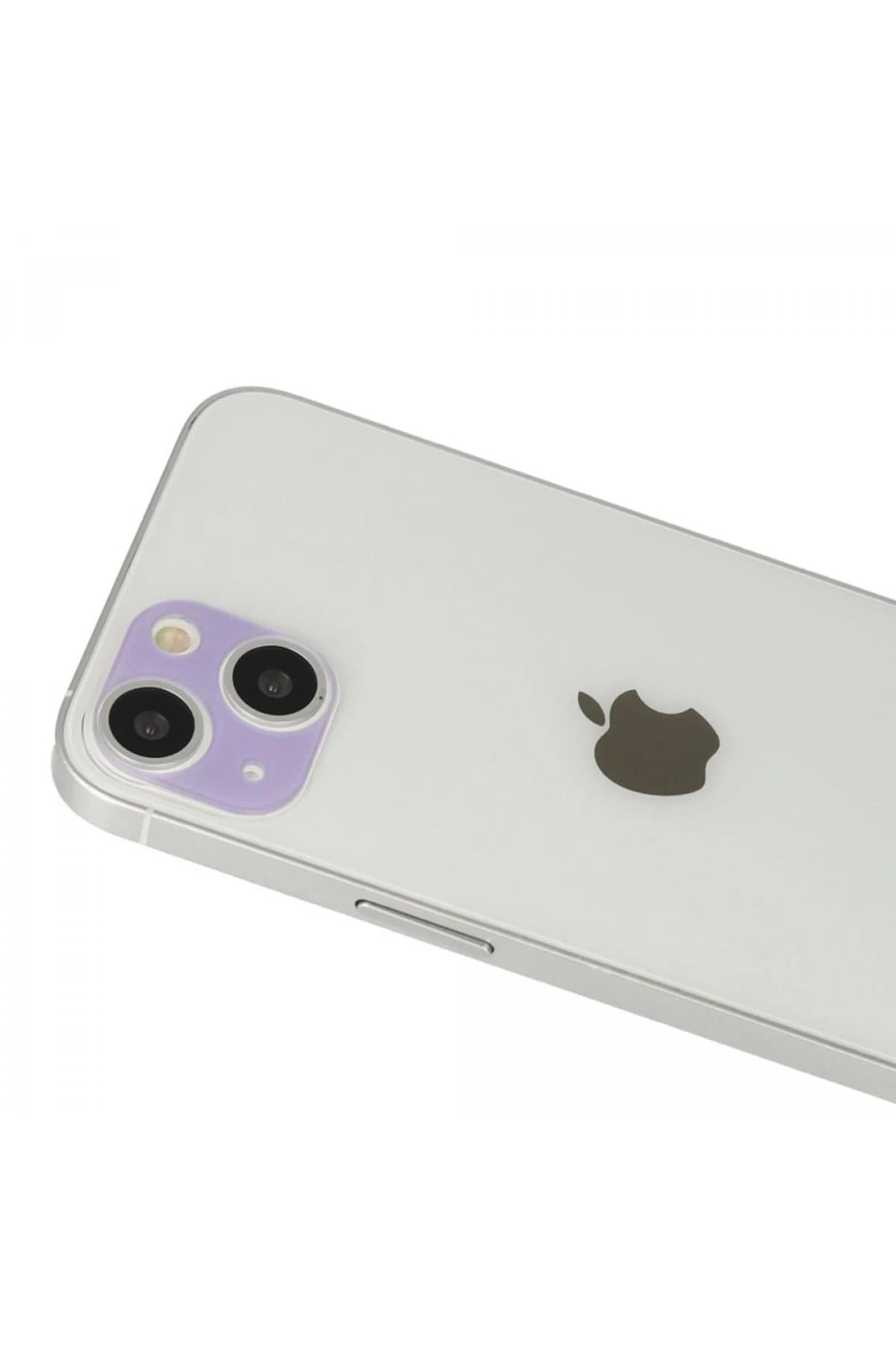 Mey İthalat®  iPhone 13 Rainbow Kamera Lens Koruma Cam - Mor