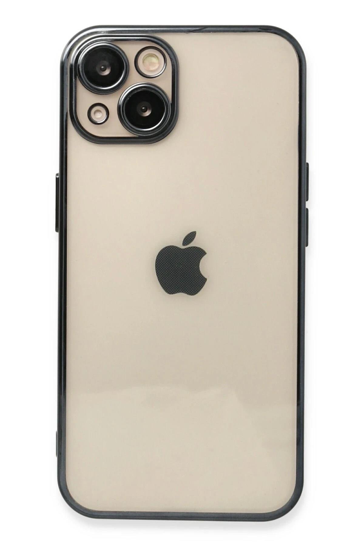 Mey İthalat®  iPhone 14 Kılıf  Lensli Silikon - Siyah