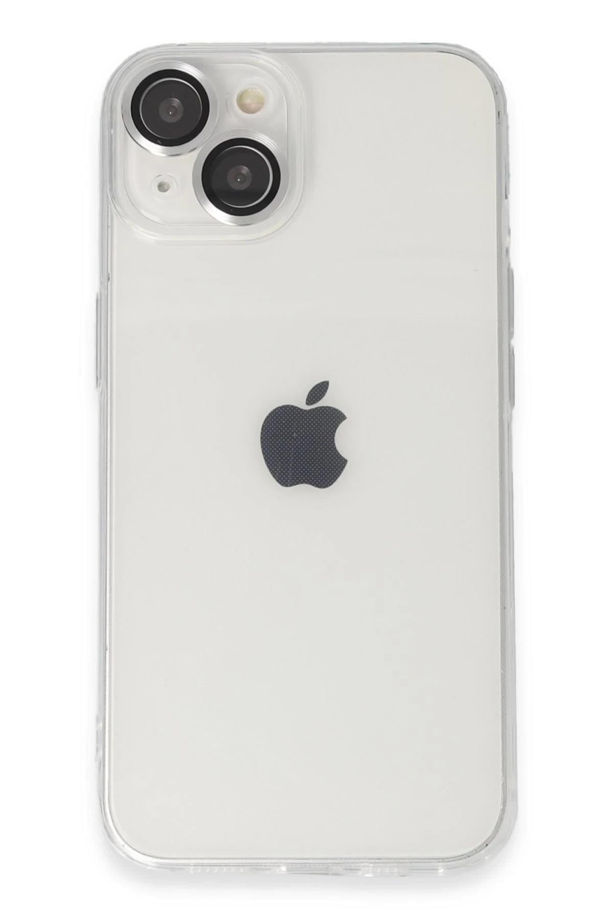 Mey İthalat®  iPhone 14 Kılıf Luko Lens Silikon - Gümüş