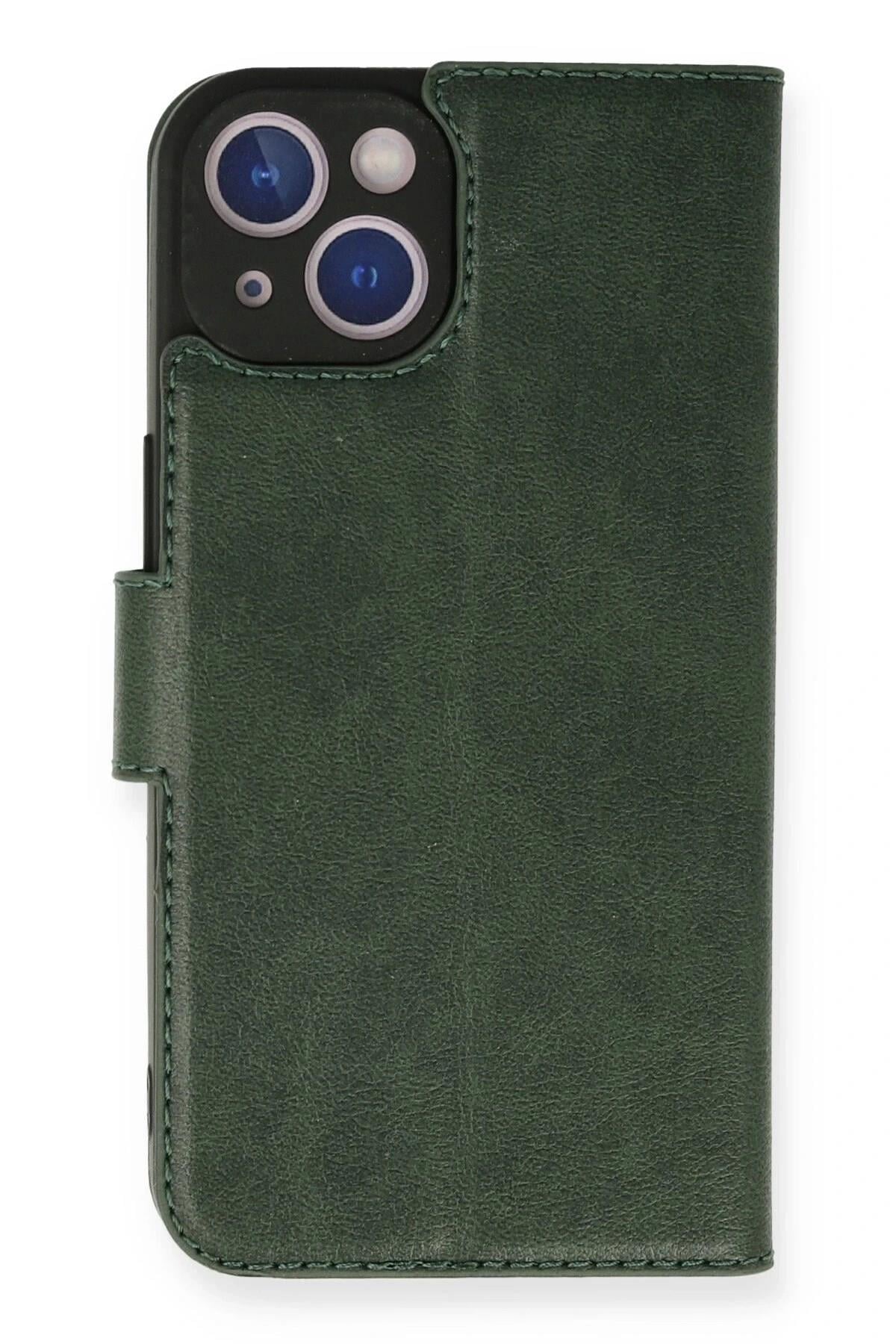 Mey İthalat®  iPhone 14 Kılıf Trend S Plus Kapaklı Kılıf - Yeşil