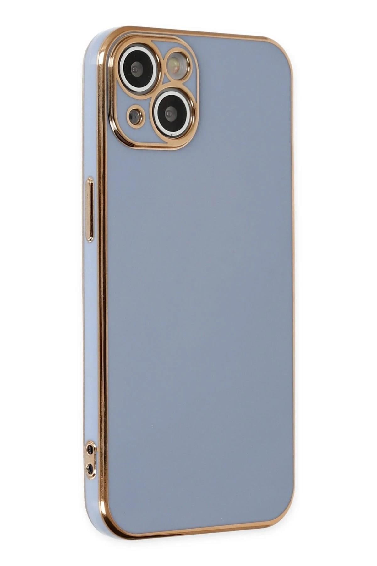Mey İthalat®  iPhone 14 Kılıf Volet Silikon - Mavi