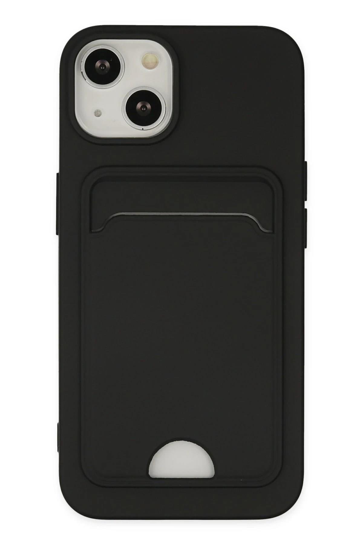 Mey İthalat®  iPhone 14 Plus Kılıf Kelvin Kartvizitli Silikon - Siyah