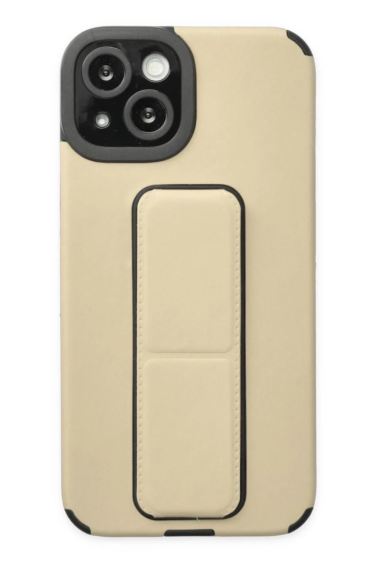 Mey İthalat®  iPhone 14 Plus Kılıf Mega Standlı Silikon - Gold