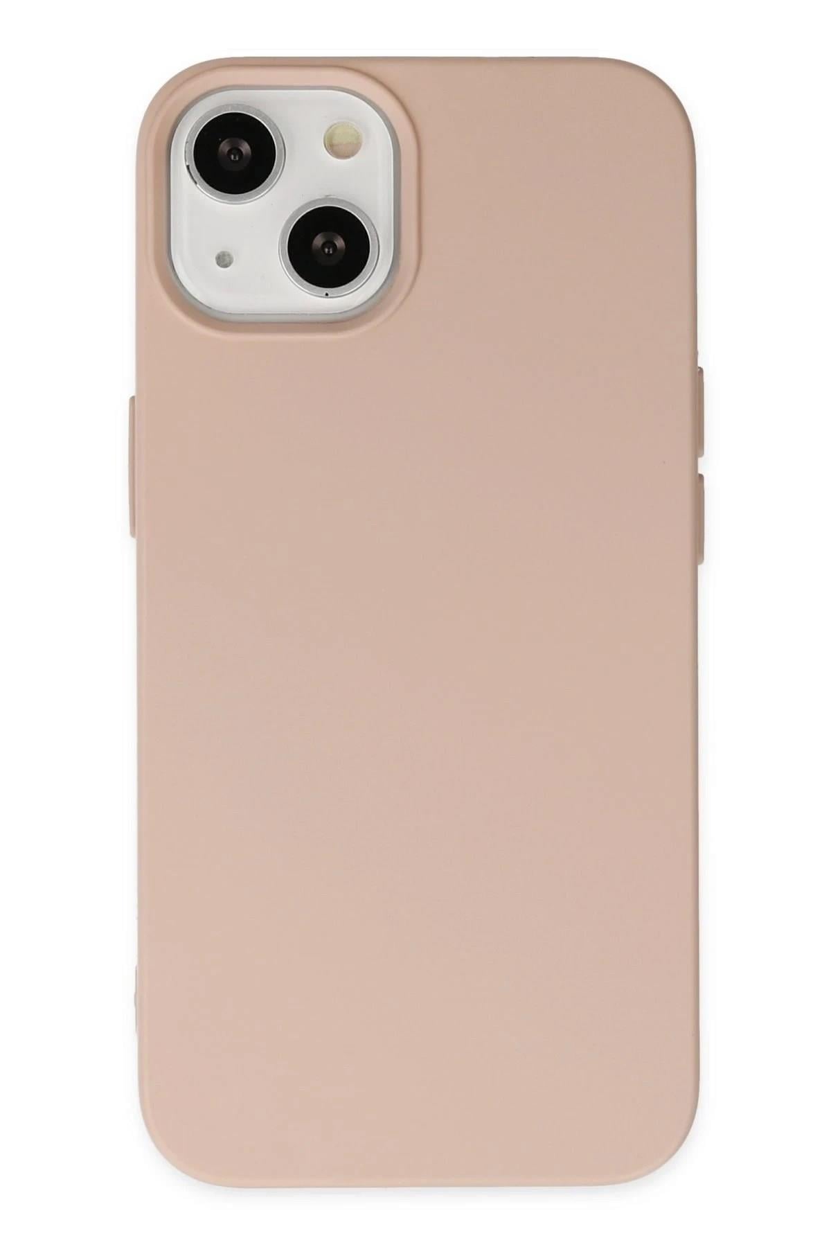 Mey İthalat®  iPhone 14 Plus Kılıf Nano içi Kadife Silikon - Pudra