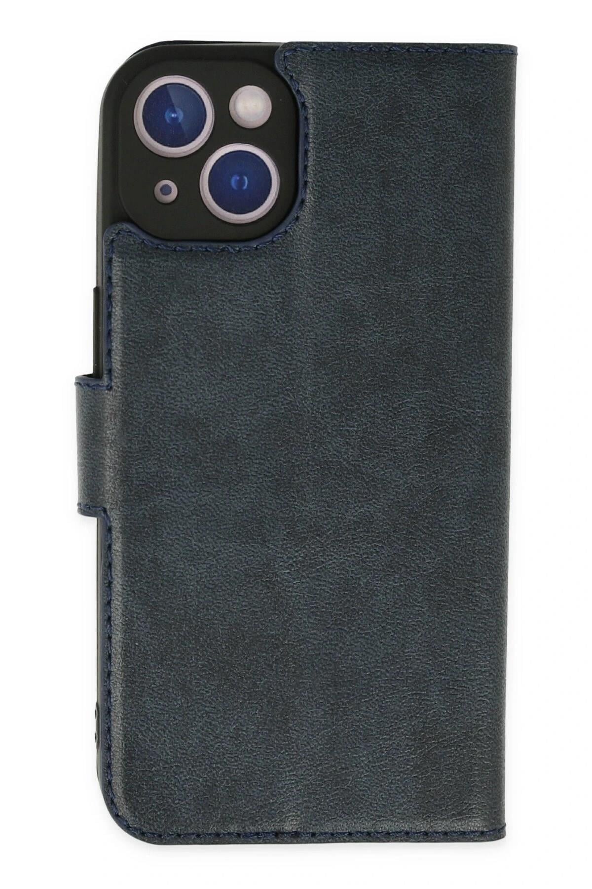 Mey İthalat®  iPhone 14 Plus Kılıf Trend S Plus Kapaklı Kılıf - Lacivert