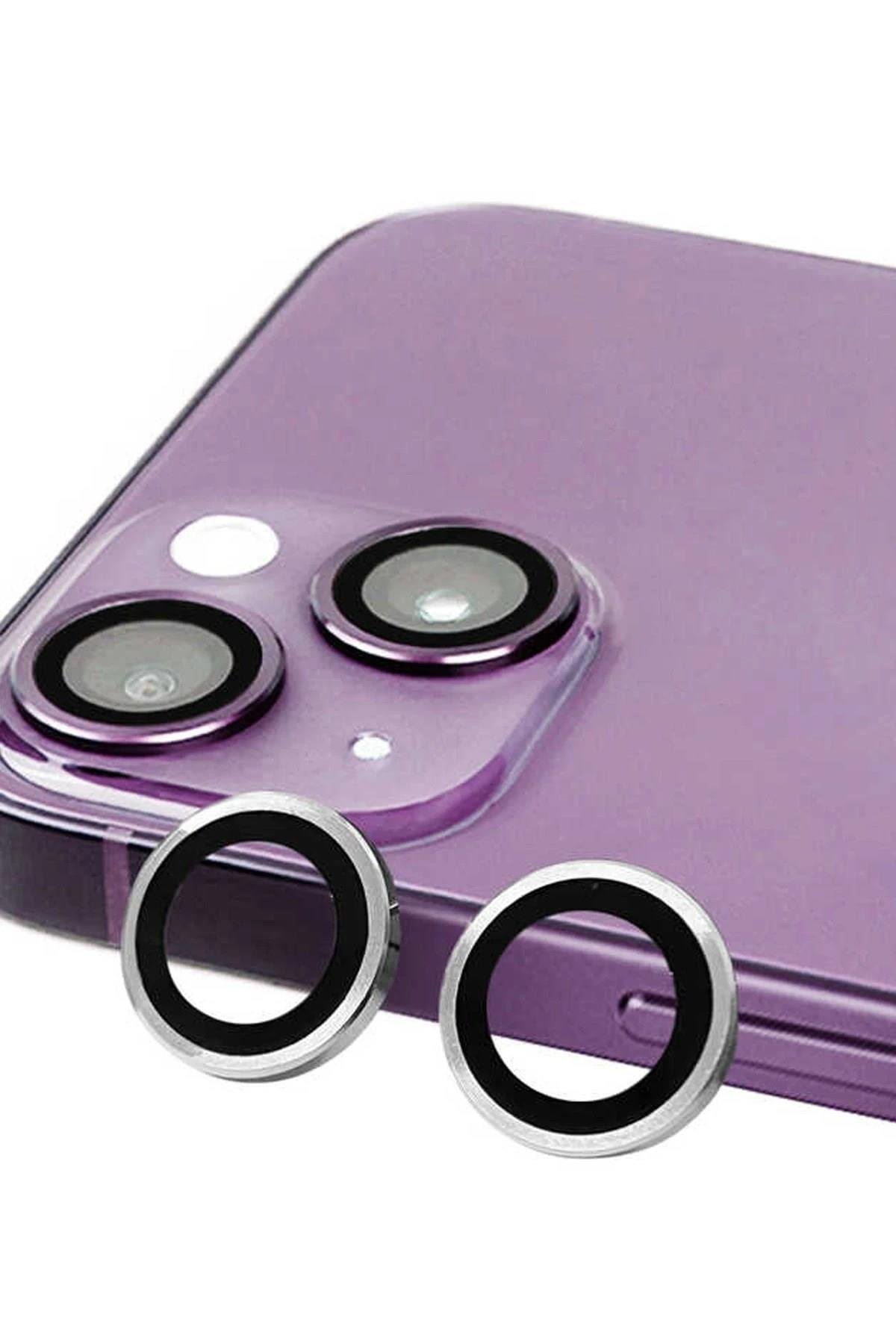 Mey İthalat®  iPhone 14 Plus Raze Metal Kamera Lens - Gümüş