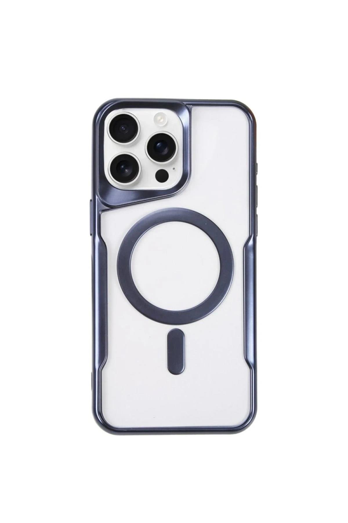 Mey İthalat®  iPhone 14 Pro Kılıf Boyi Magsafe Silikon Kapak - Lacivert