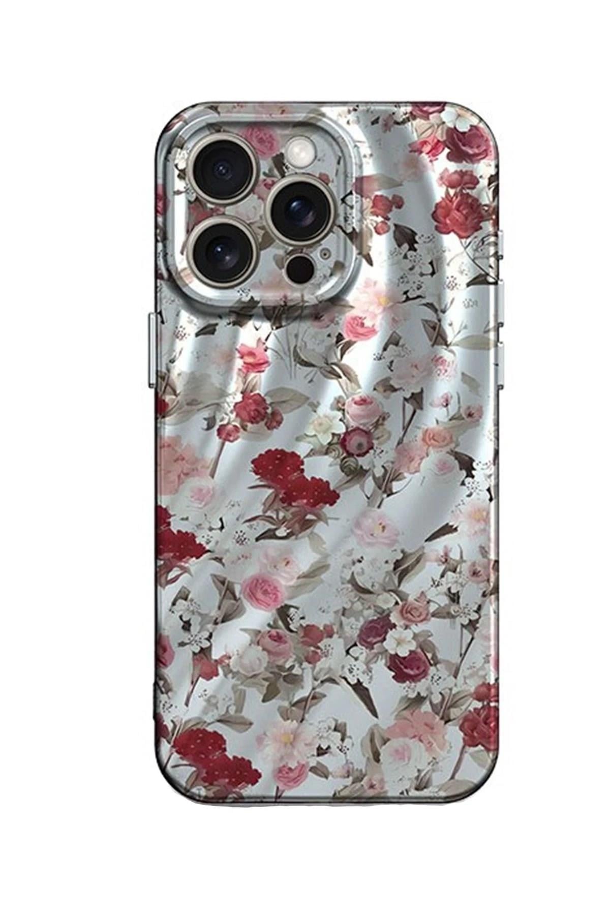 Mey İthalat®  iPhone 14 Pro Kılıf Crew Desenli Kapak - Çiçek