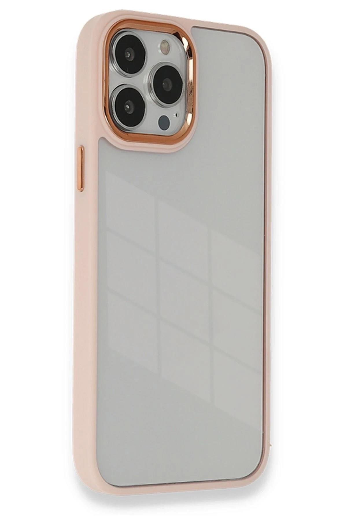Mey İthalat®  iPhone 14 Pro Kılıf Dora Kapak - Pudra