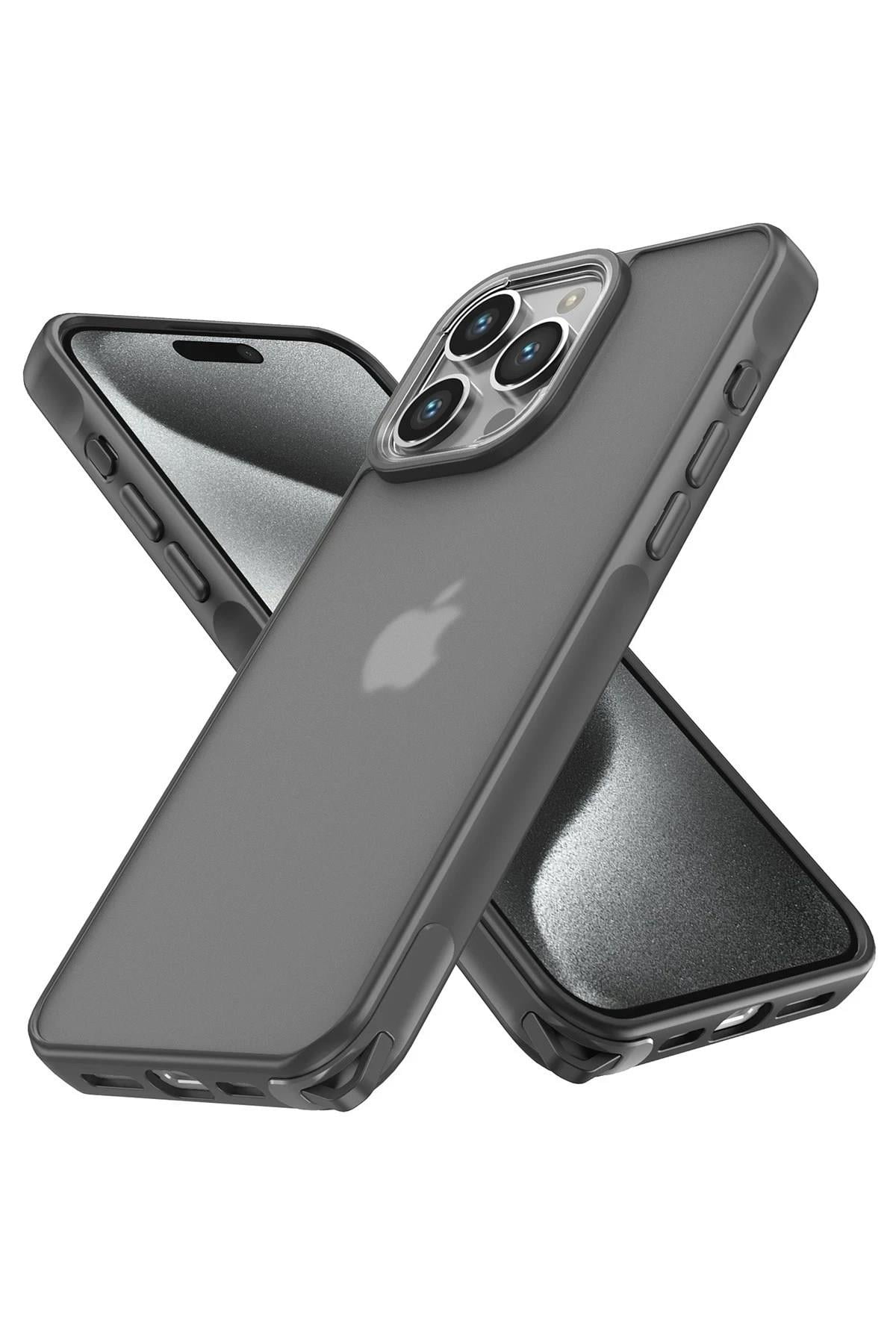 Mey İthalat®  iPhone 14 Pro Kılıf Elegant Kapak - Titan Gri