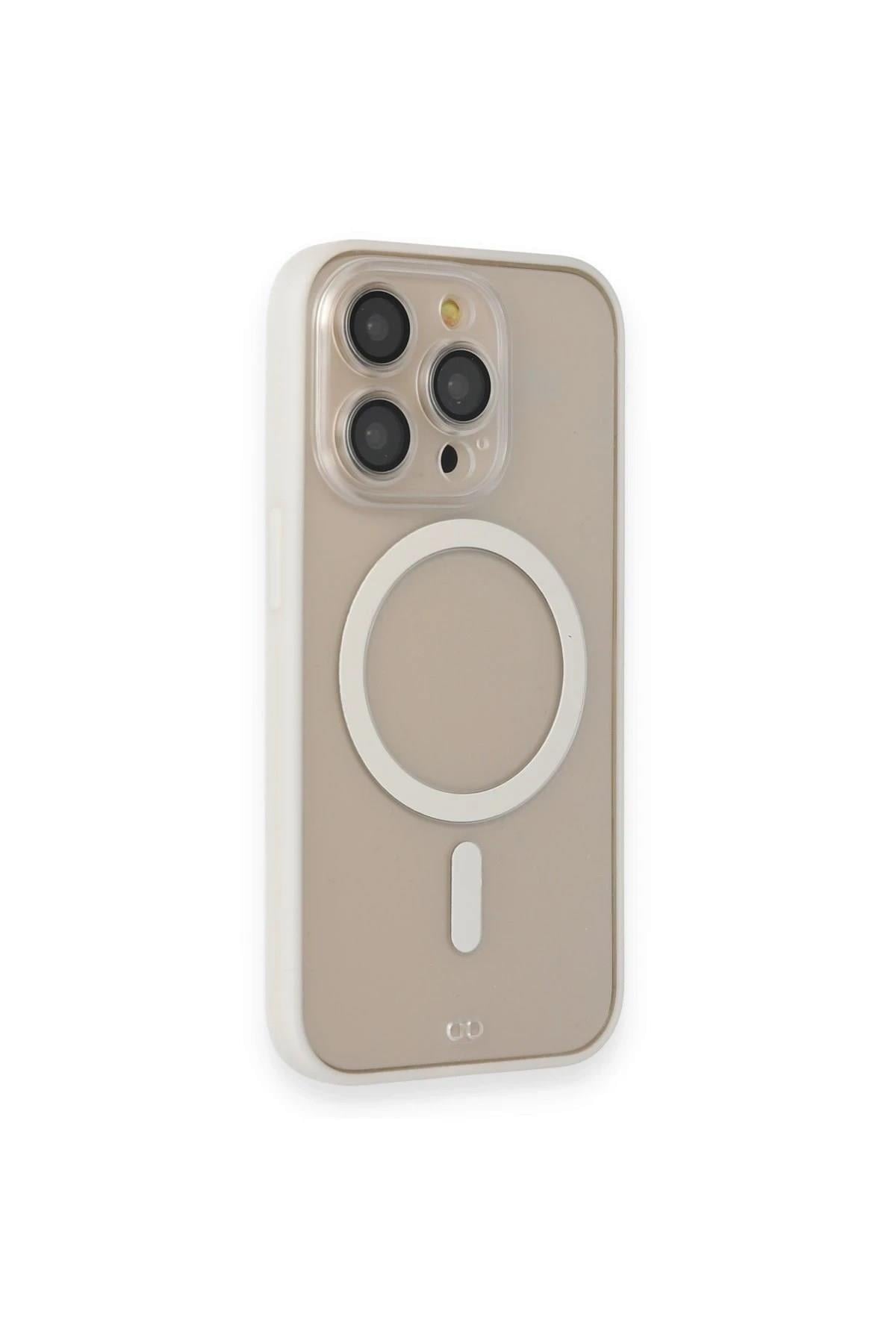 Mey İthalat®  iPhone 14 Pro Kılıf Grand Magneticsafe Kapak - Beyaz