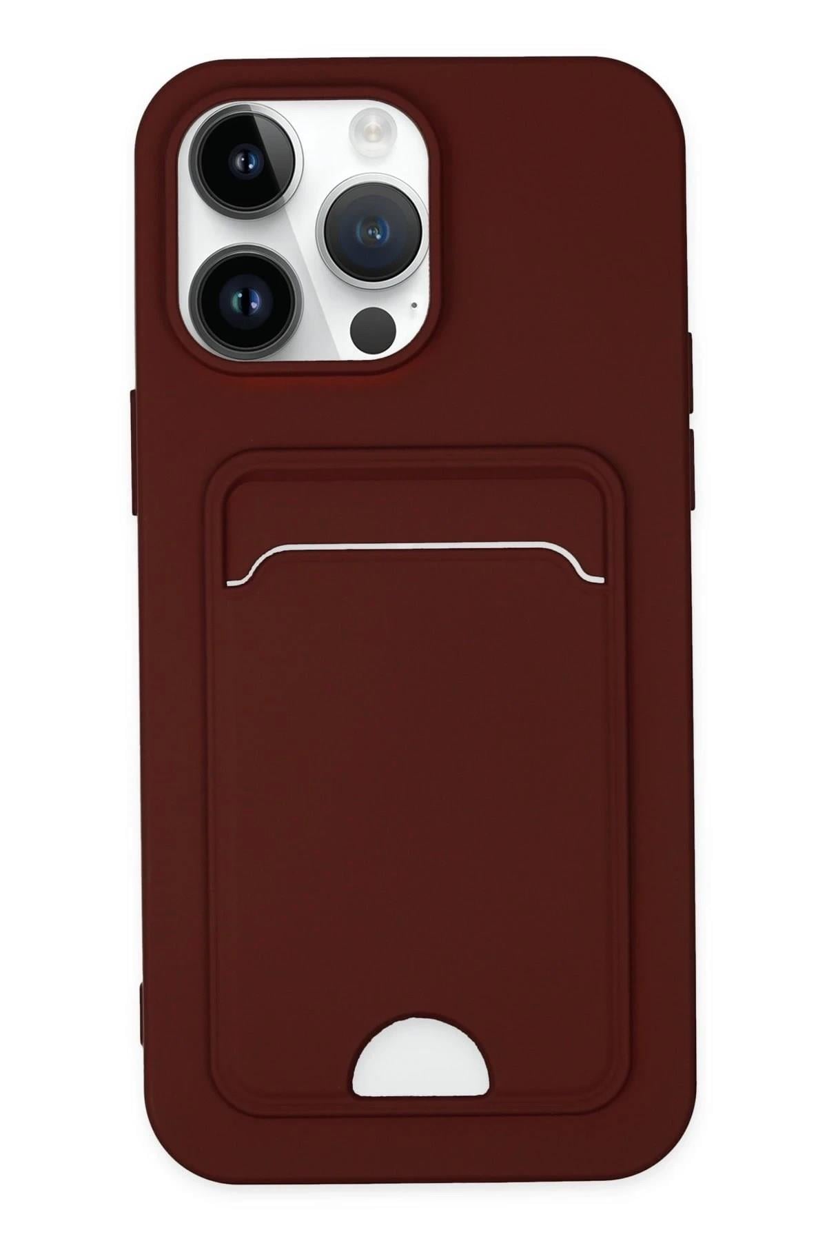 Mey İthalat®  iPhone 14 Pro Kılıf Kelvin Kartvizitli Silikon - Bordo