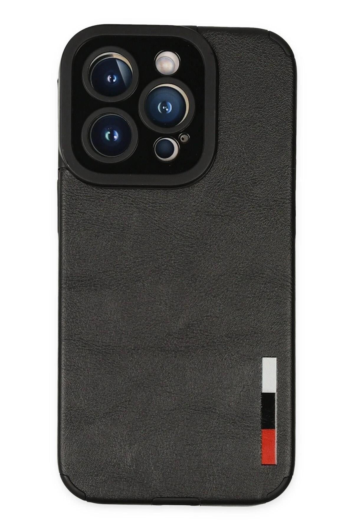 Mey İthalat®  iPhone 14 Pro Kılıf Loop Deri Silikon - Siyah