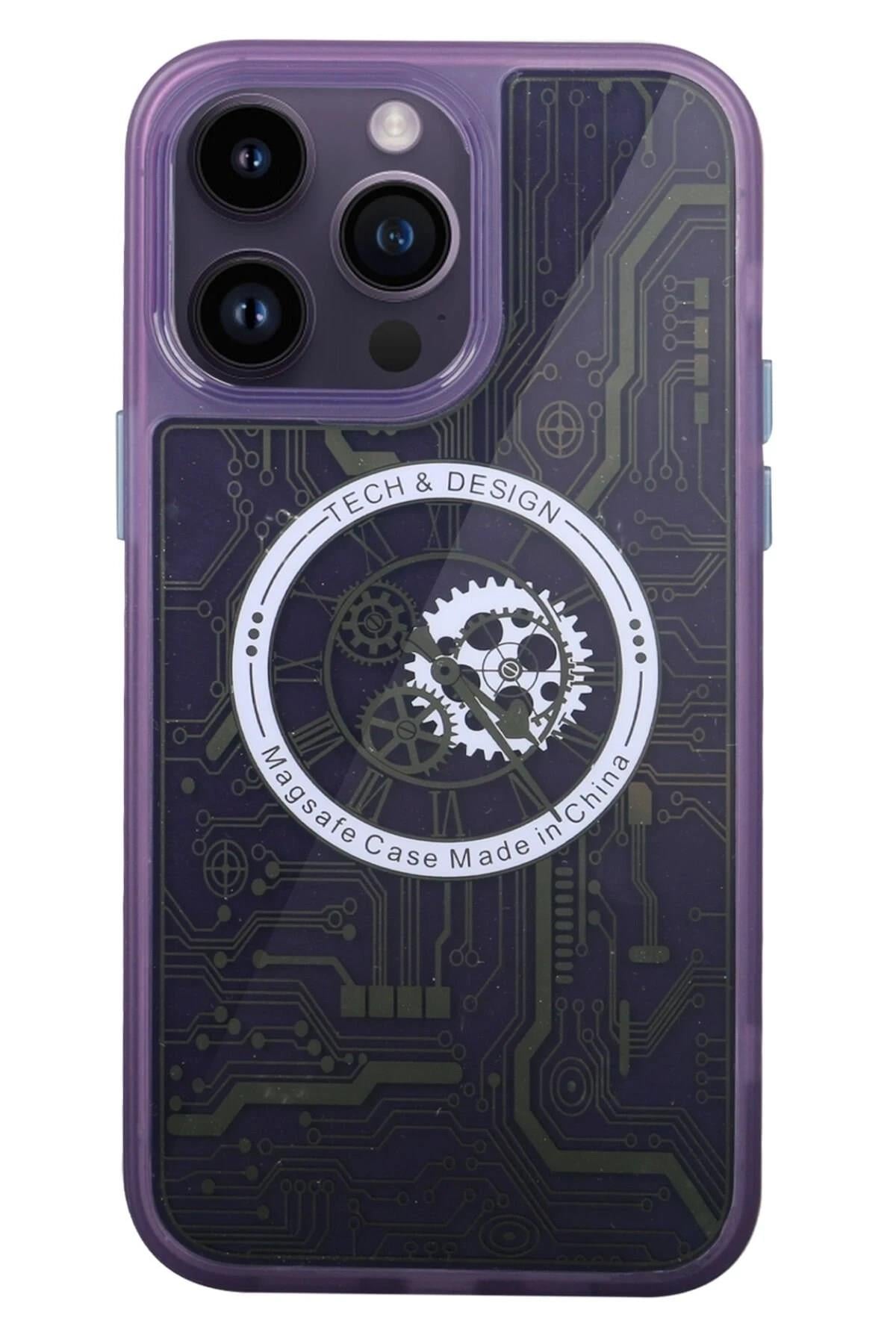 Mey İthalat®  iPhone 14 Pro Kılıf Magic Magneticsafe Silikon - Derin Mor