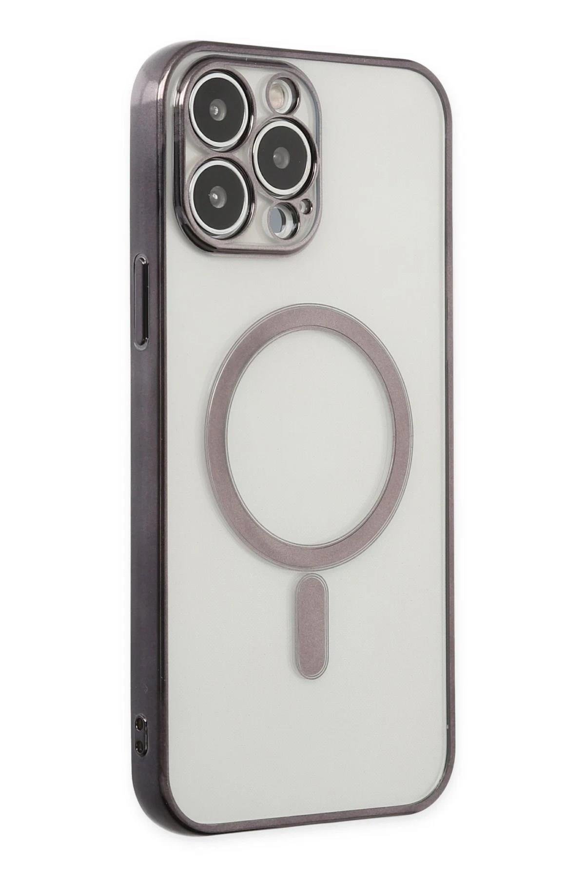 Mey İthalat®  iPhone 14 Pro Kılıf Magneticsafe Lazer Silikon - Siyah