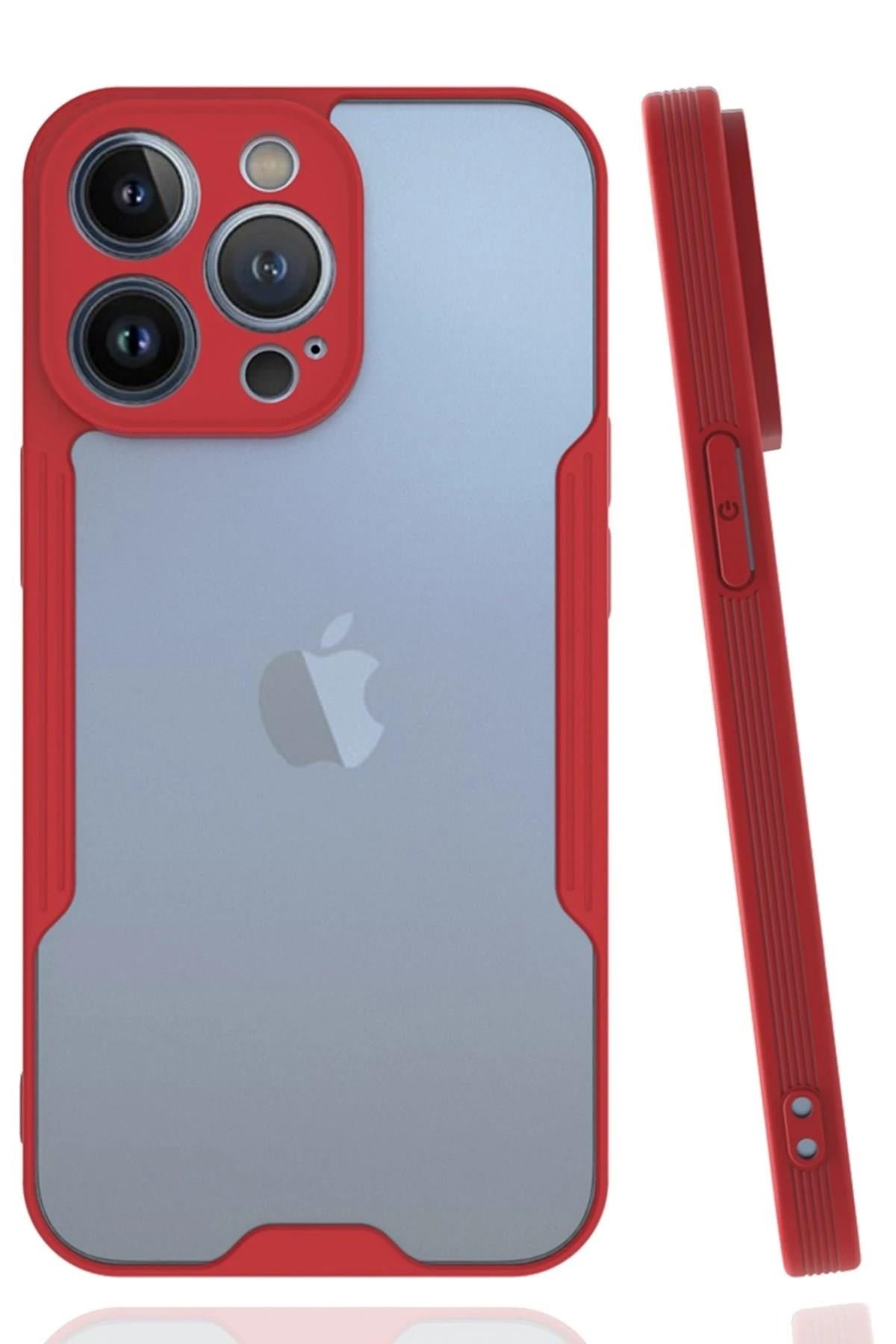 Mey İthalat®  iPhone 14 Pro Kılıf Platin Silikon - Kırmızı