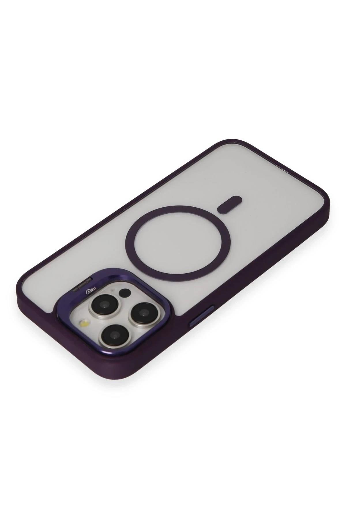 Mey İthalat®  iPhone 14 Pro Kılıf Roblox Lens Magsafe Standlı Kapak - Derin Mor