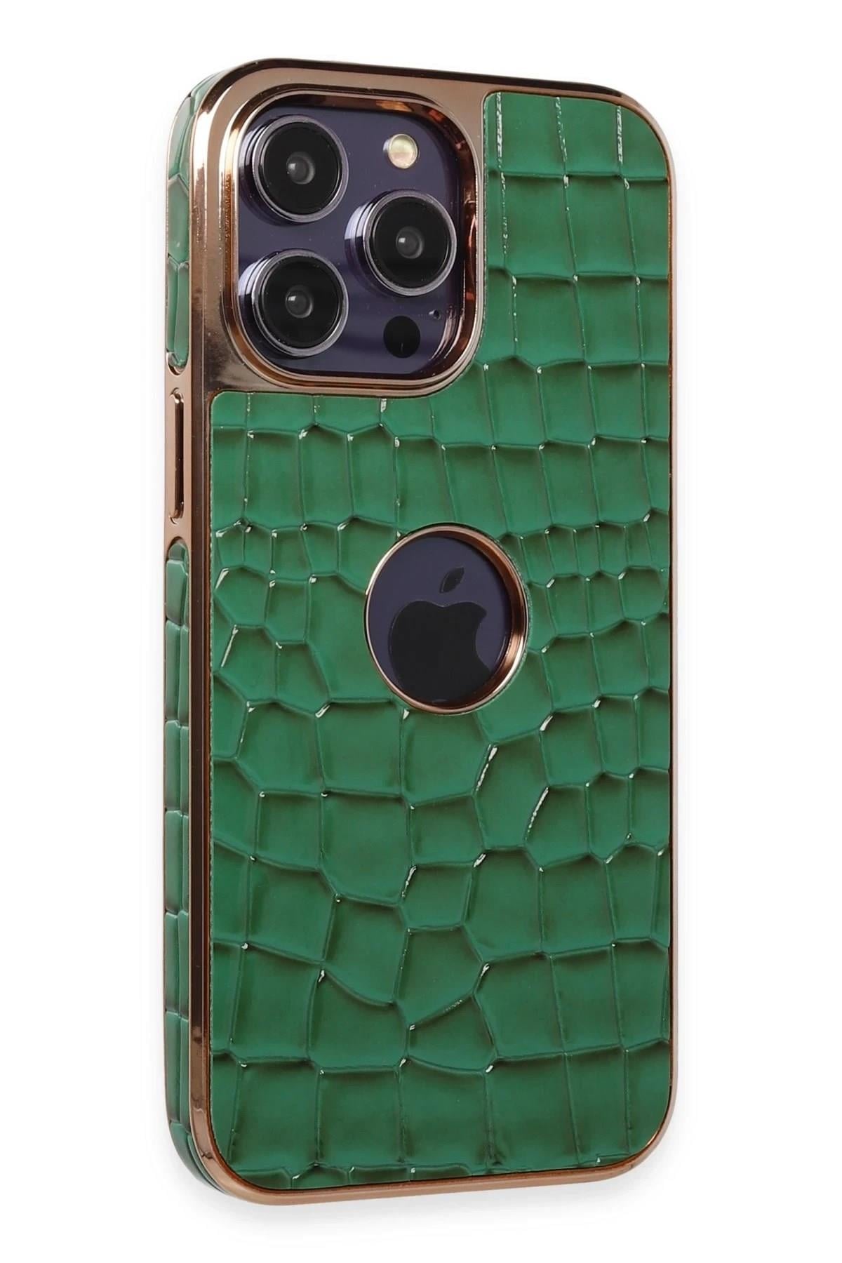 Mey İthalat®  iPhone 14 Pro Kılıf Snake Kapak - Koyu Yeşil