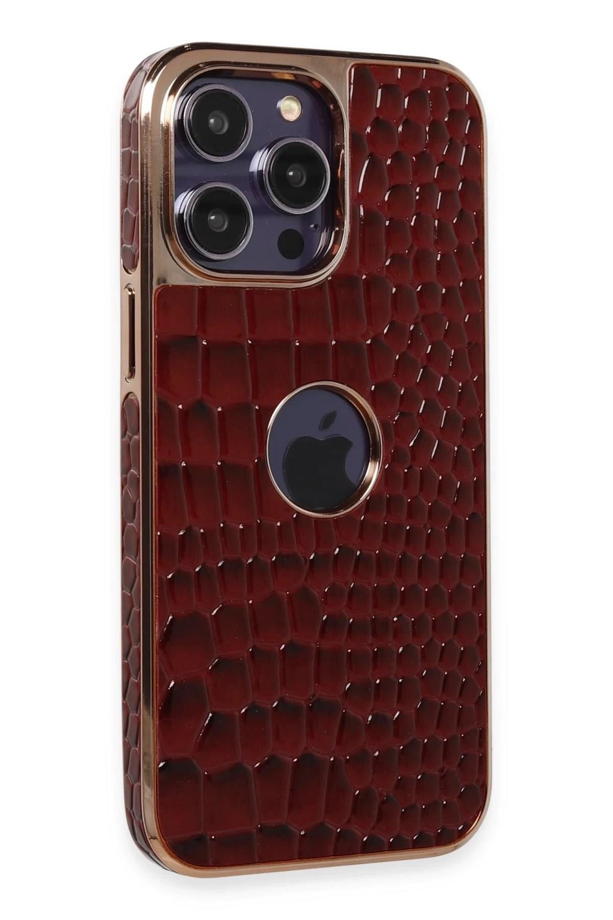 Mey İthalat®  iPhone 14 Pro Kılıf Snake Kapak - Bordo