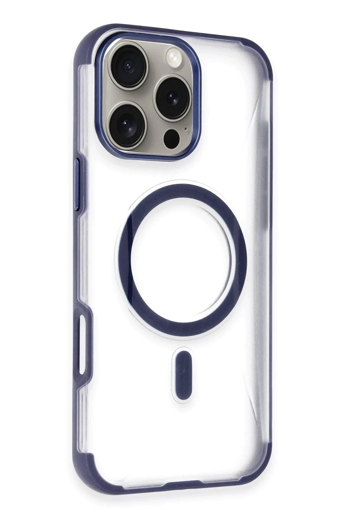 Mey İthalat®  iPhone 14 Pro Max Hilton Magsafe Kapak - Lacivert