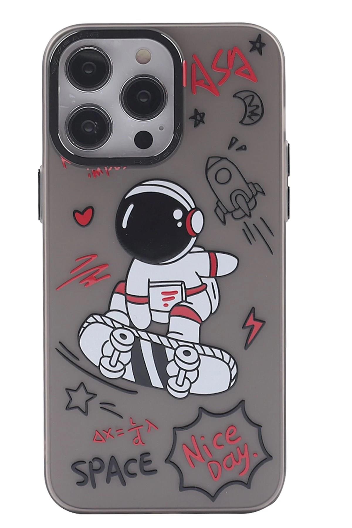 Mey İthalat®  iPhone 14 Pro Max Kılıf  Desenli Kapak -  Siyah - 1